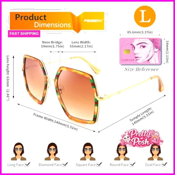 Large Hexagon Geometric Sunglasses, Plastic Metal Frame, UV400 Protection main image 4